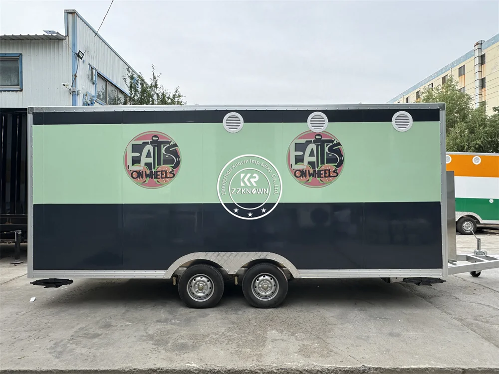 

Street Mobile Food Truck With Kitchen Equipped Pizza Coffee Kiosk With Wheels Hot Dog Food Cart Trailer