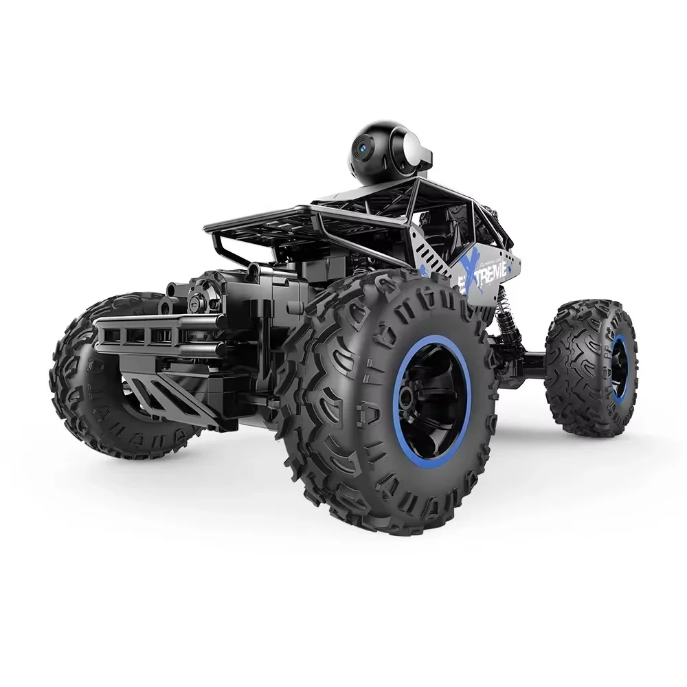 Controle Remoto Velocidade do veículo para crianças e adultos, 4WD carro, câmera FPV HD, modo de controle duplo, preto, 2.4Ghz, 1/16