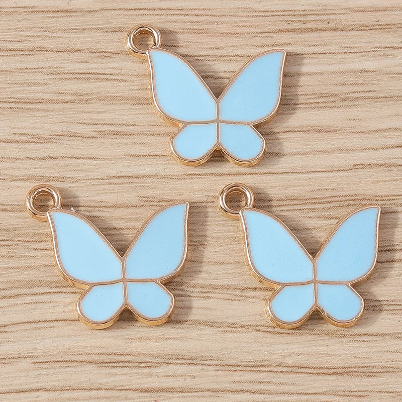 10 Stück 16x15mm Niedliche Bunte Emaille-Tieranhänger Fliegende Schmetterlinge für Schmuckherstellung Ohrringe Halskette DIY Basteln Geschenke – Detail 4