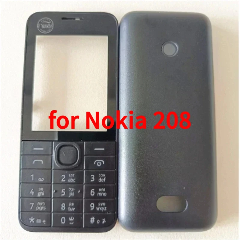 

Full housing case for Nokia 208 mobile phone single dual SIM card housing case Engilish and Hebrew keypad