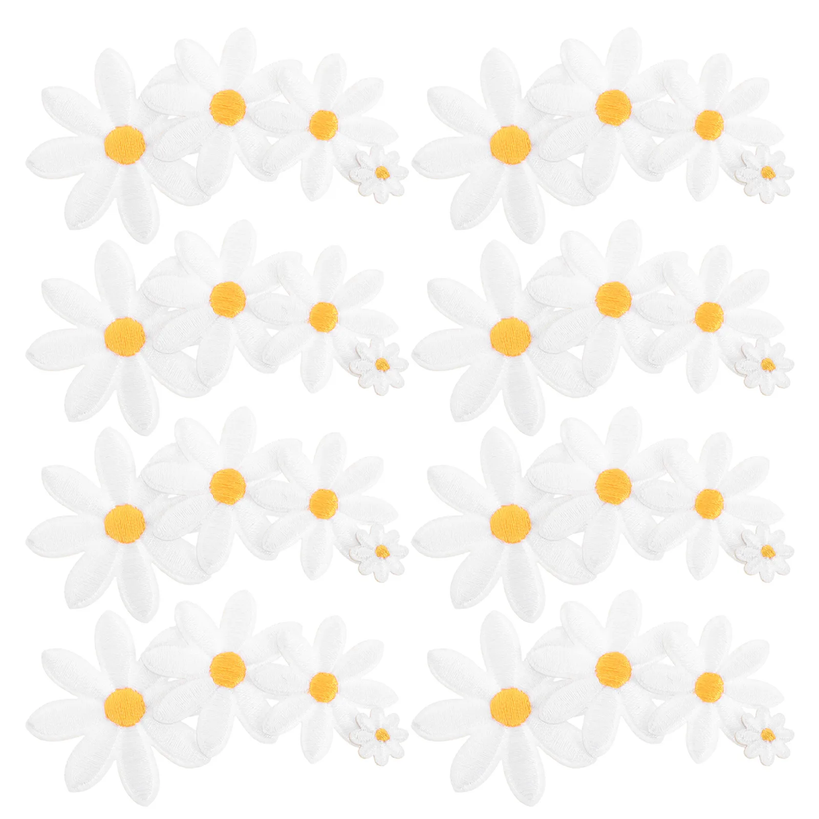 

40 PCS Embroidered Cloth Patch Applique Sewing Patches Daisy Iron Cute Appliques Embellishments Clothing for Embroidery Garment