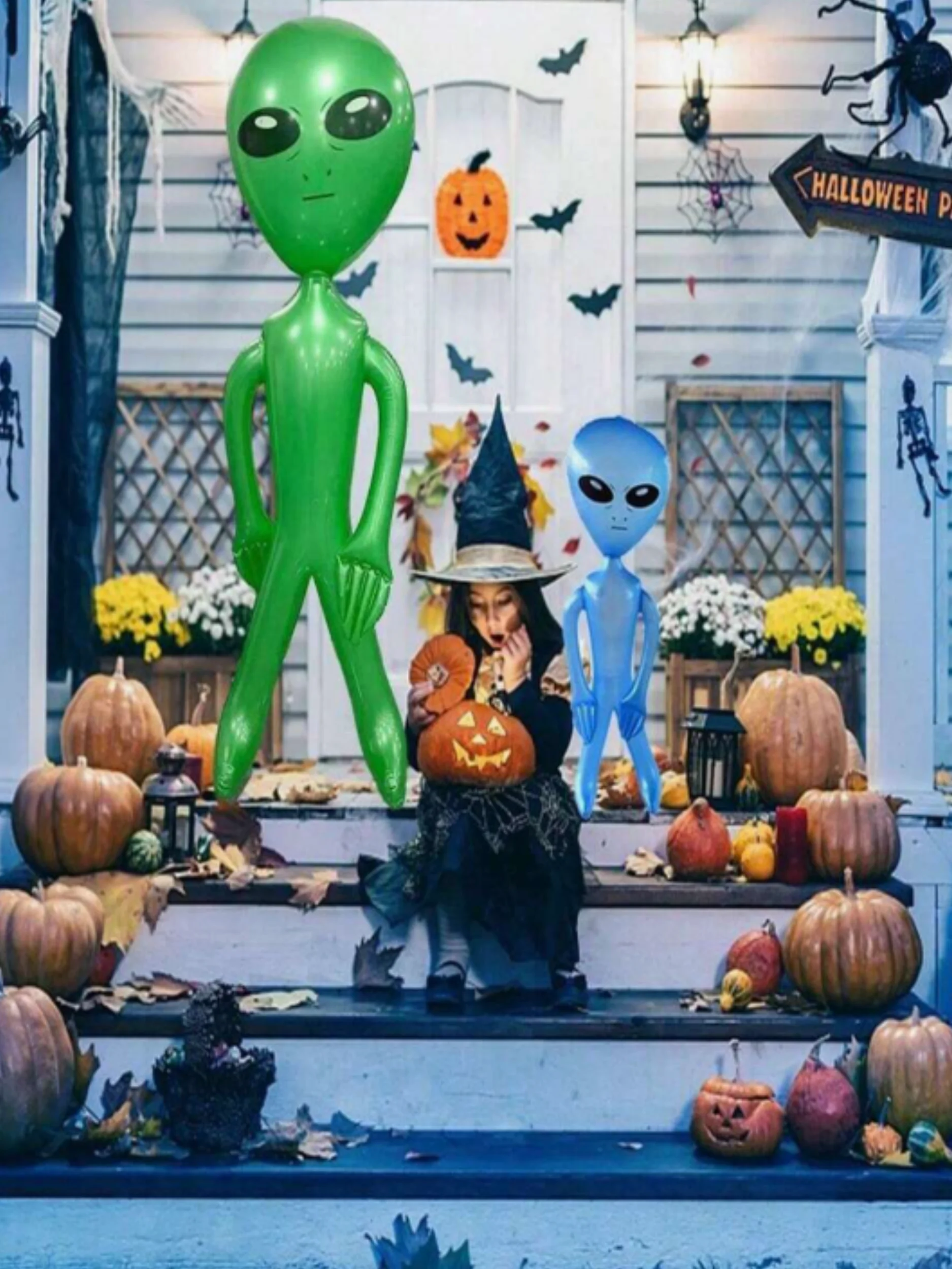 TYFYO 1pc 63/33 pulgadas decoraciones alienígenas inflables, globos alienígenas inflables para fiesta en la piscina, cumpleaños, Halloween