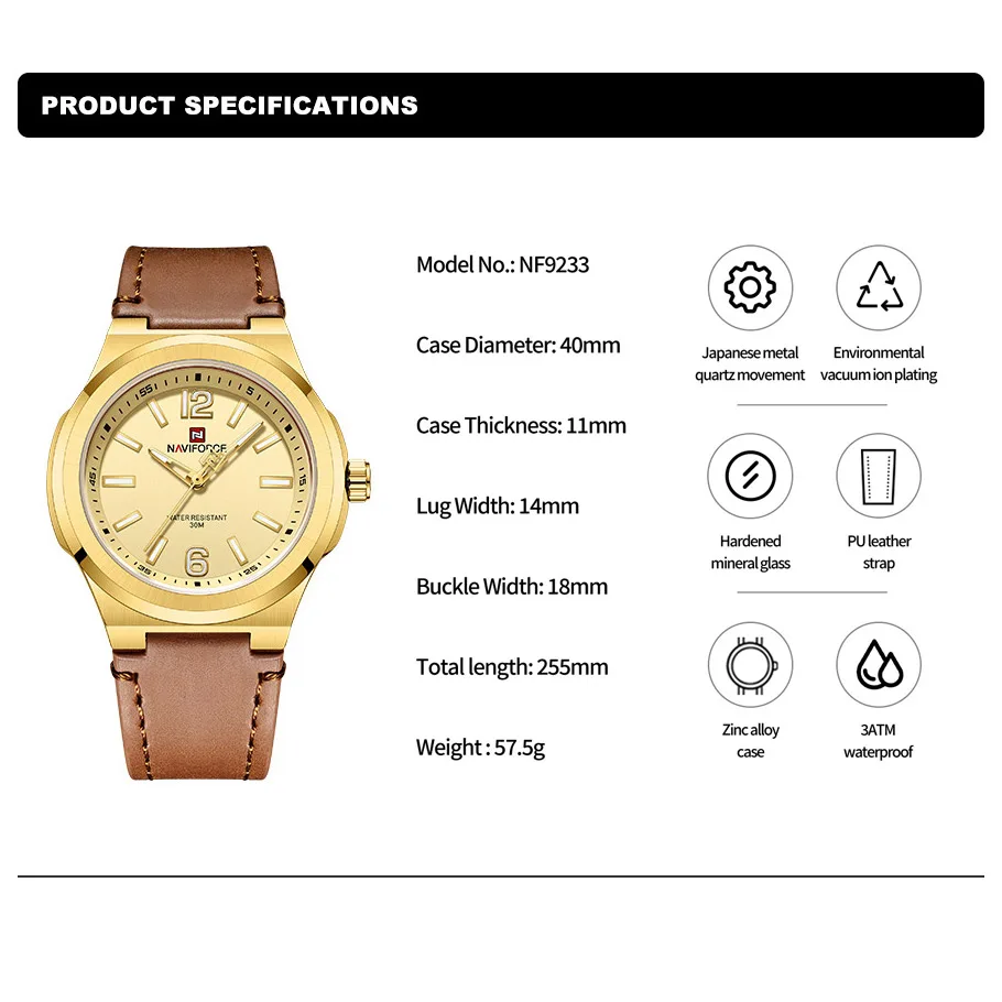 NAVIFORCE 2024 Design Casual Watches For Men Top Brand 3ATM Waterproof Sport Male Quartz Business Wristwatch Relogio Masculino