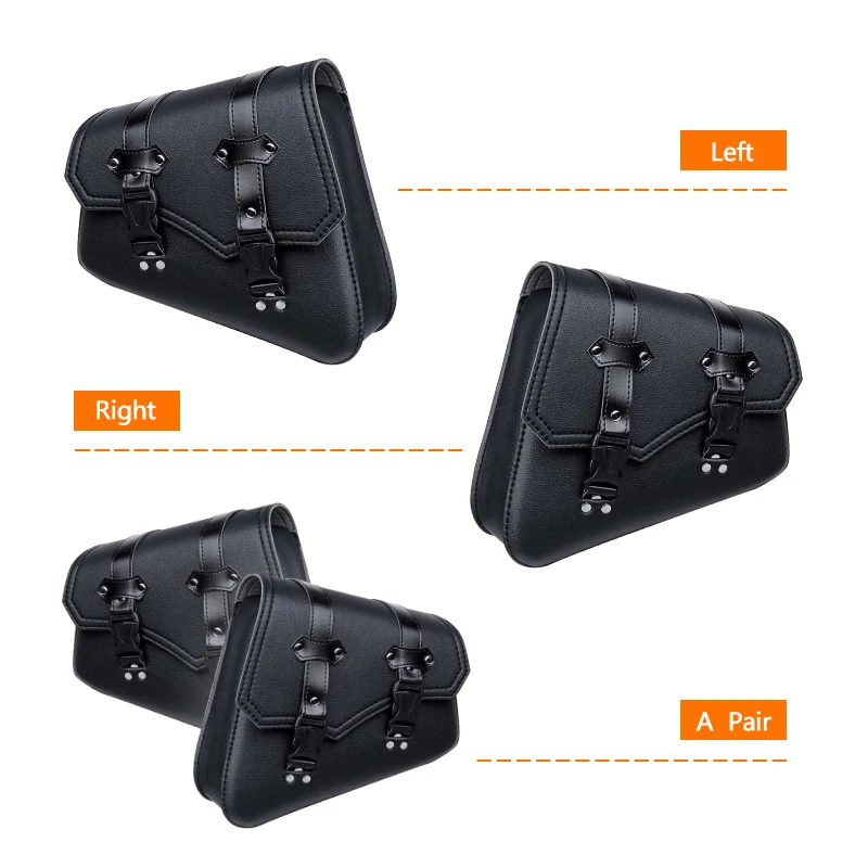 Motorcycle Saddlebags Side Tool Bag Luggage Saddle Bag Pouch Black Universal PU Leather For Honda/Suzuki/Kawasaki/Yamaha