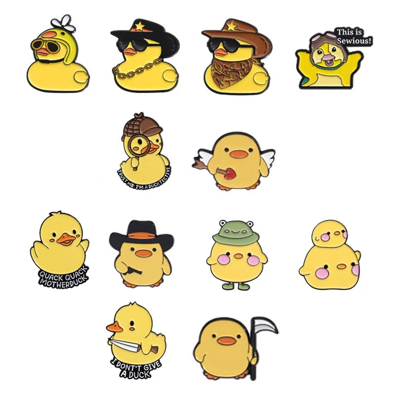 Animal Brooches Cartoon Sunglasses Hats Little Yellow Chick Sets Metal Badges Small Gifts Wholesale Hat Pins for Backpacks Lapel