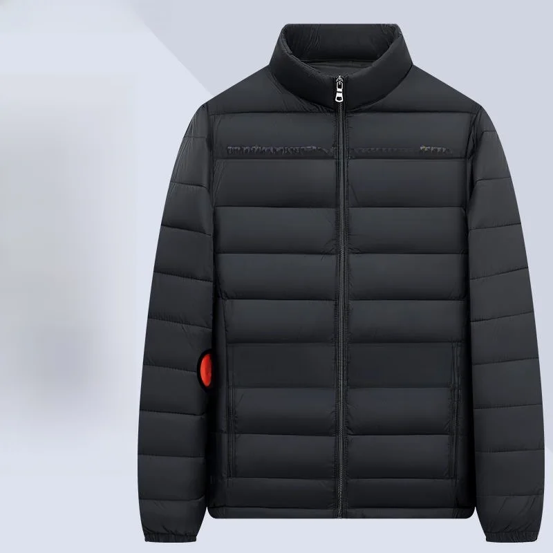 

Men's Lightweight down Cotton Jacket Short Loose Large Size Casual Warm White Fluffy Stand Collar Cotton Coat Hooded Outerwear