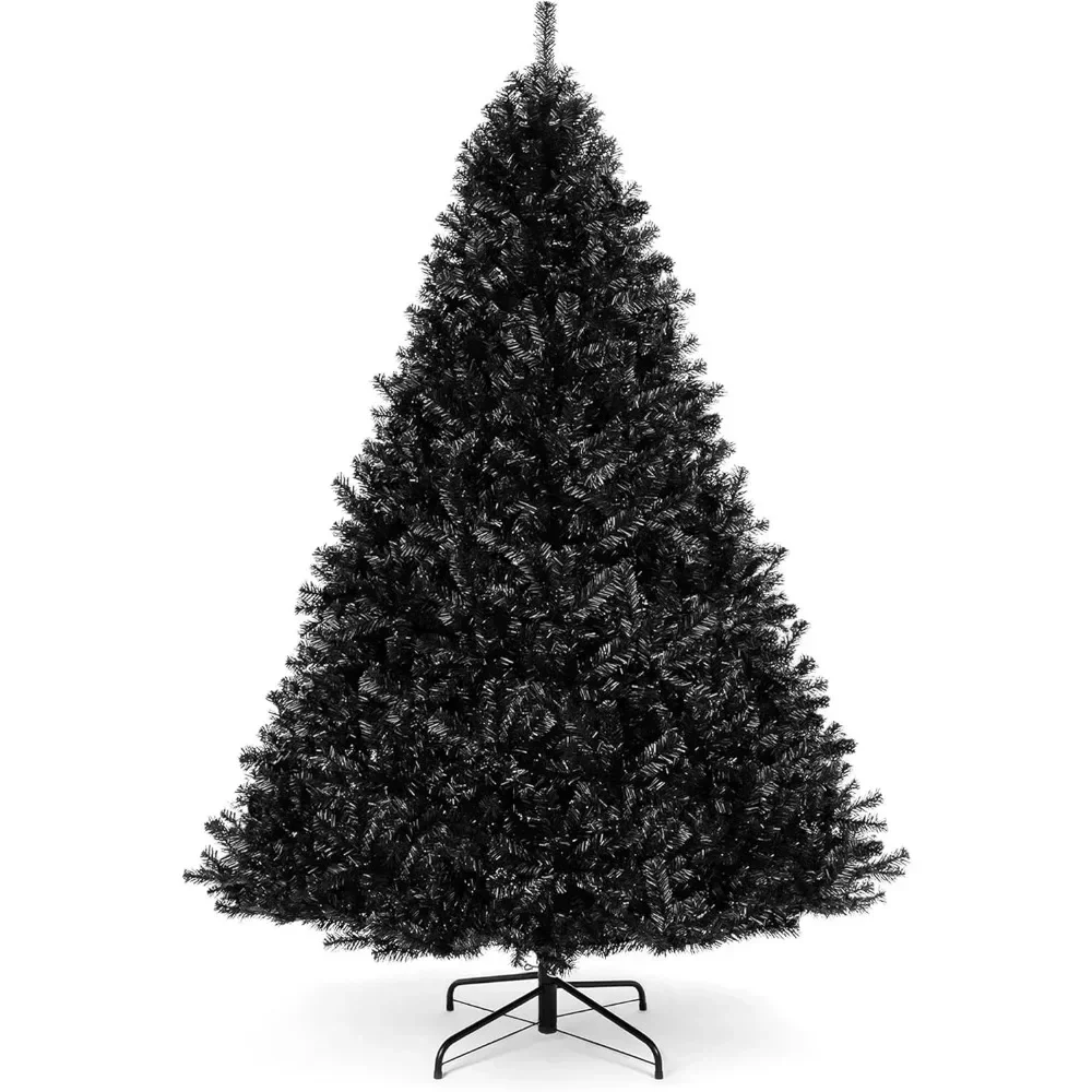 

Artificial Christmas Tree Full Black Holiday Decoration w/ 947 PVC Branch Tips, Metal Hinges, Foldable Base Christmas Tree