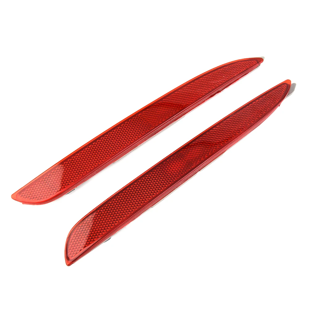 Car Rear Bumper Reflector Accessories Bar Cover Decorate Durability Left + Right Parts Red Set 2pcs ABS Plastic