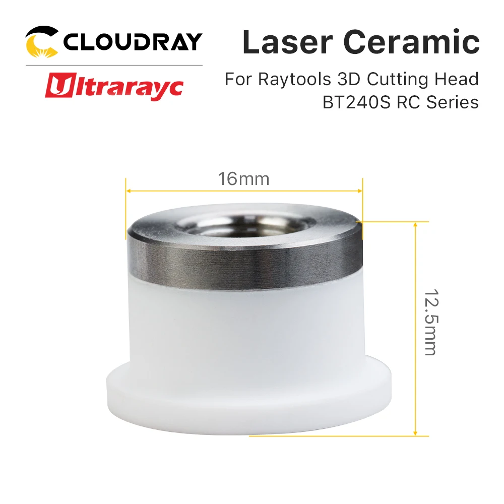 Ultrarayc Laser Ceramic of 3D Cutting Head Dia.19.5mm Thread M8 Height 12.5mm Nozzle Holder for Raytools BT240S RC Series