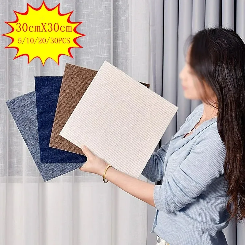 DIY Put Together Carpet 30x30cm Bedroom Solid Color Anti Slip Water Absorbing Wear Resistant Self-adhesive Living Room Carpet