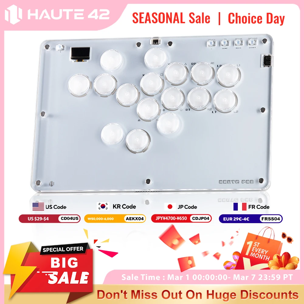

Haute42 Arcade Joystick Hitbox Leverless Controller Keyboard Arcade Stick For PC/Ps4 /PS5 Fighting Stick Hitbox Controller