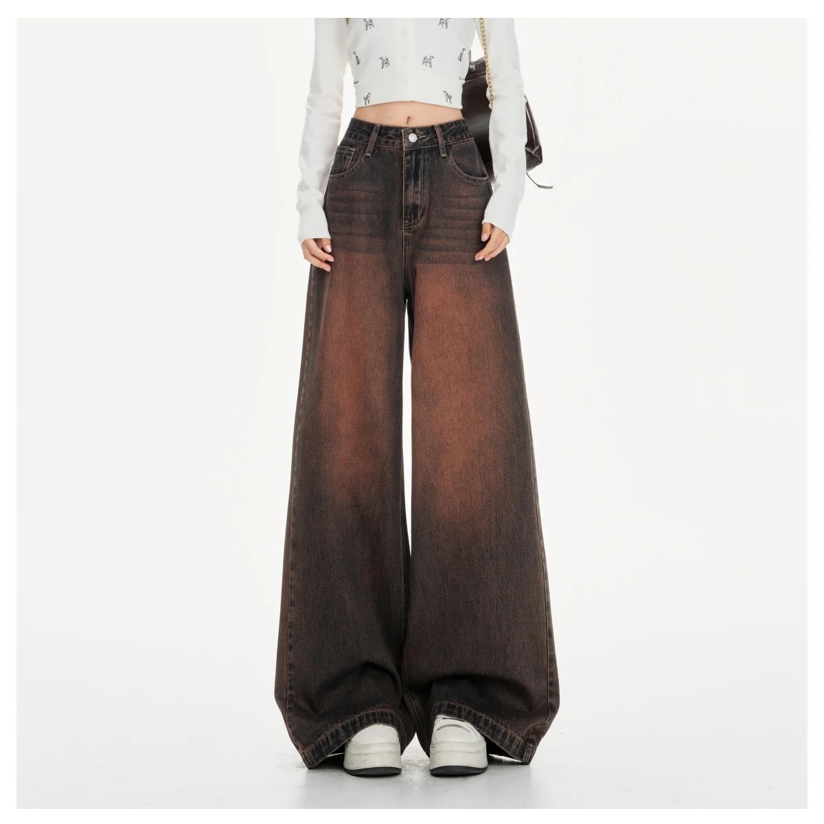 

Прямые джинсы в американском стиле ретро, женские модные повседневные тонкие уличные широкие брюки Y2K, брюки для мытья полов, осень и зима