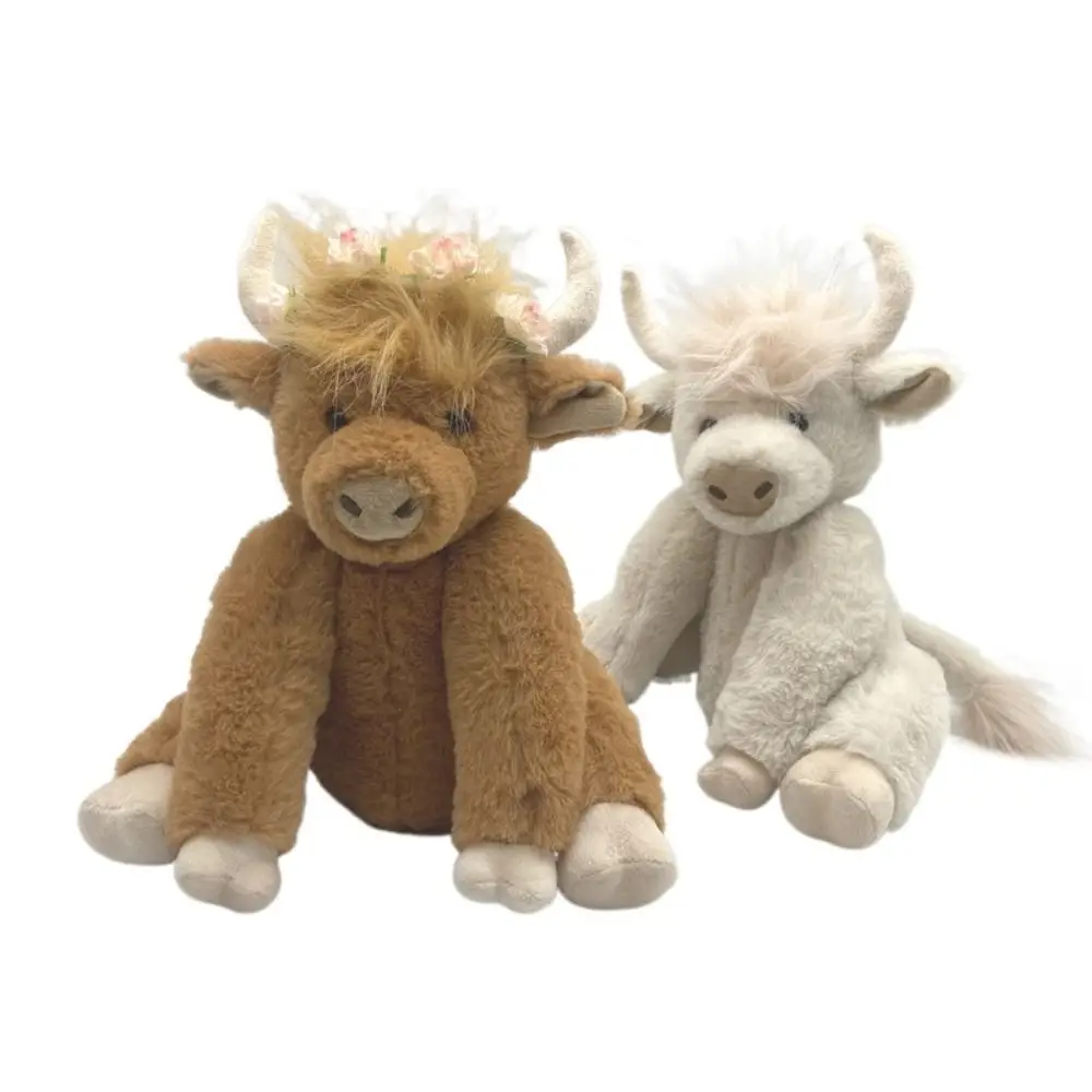 Simulation Highland Cow Stuffed Animal Plushie Cattle Figure Toys Longhair Bull Doll Scottish Plush Toy For Child Gifts Ornament