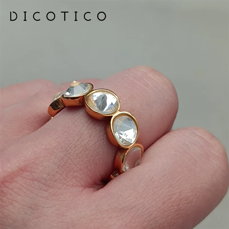 Cheap Stainless Steel Rings For Women Color & White Round Zircon Rings Dubai Wedding Bands Rings Jewelry Women Gift