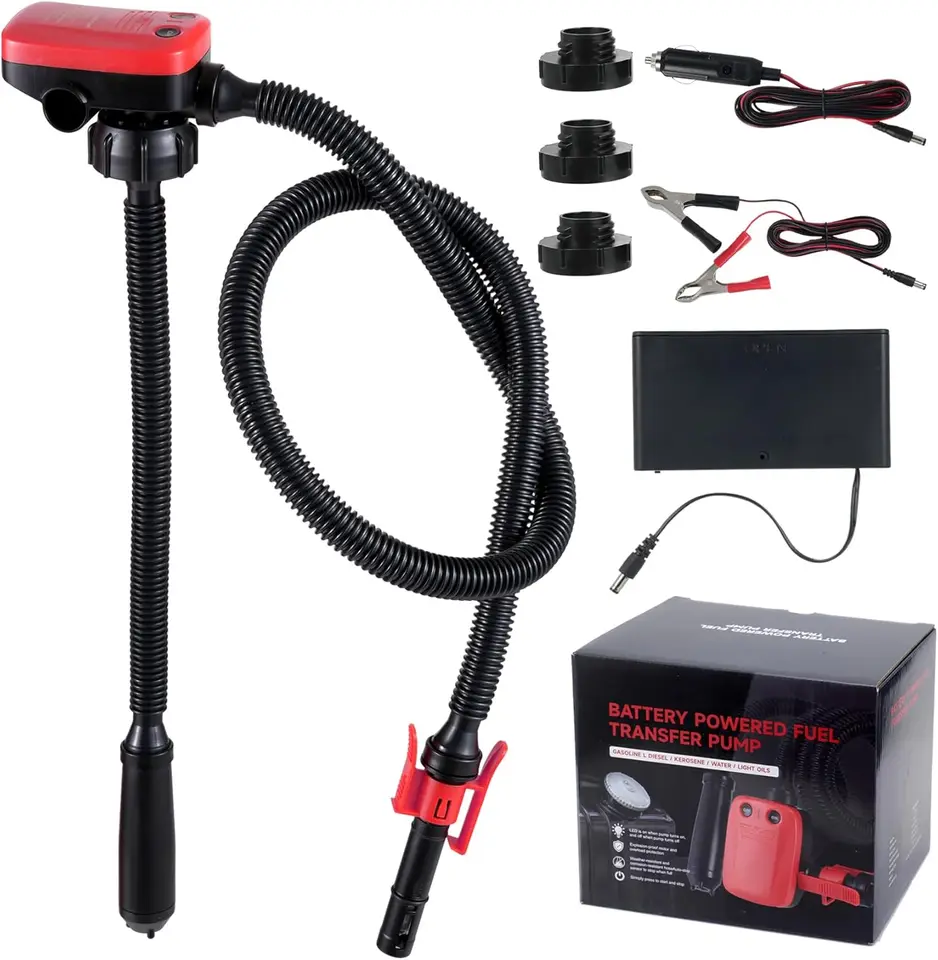 Bomba De Combustible Automática Hinada Con Parada Automática – USB-C O Batería, Portátil 3.2 GPM, Universal