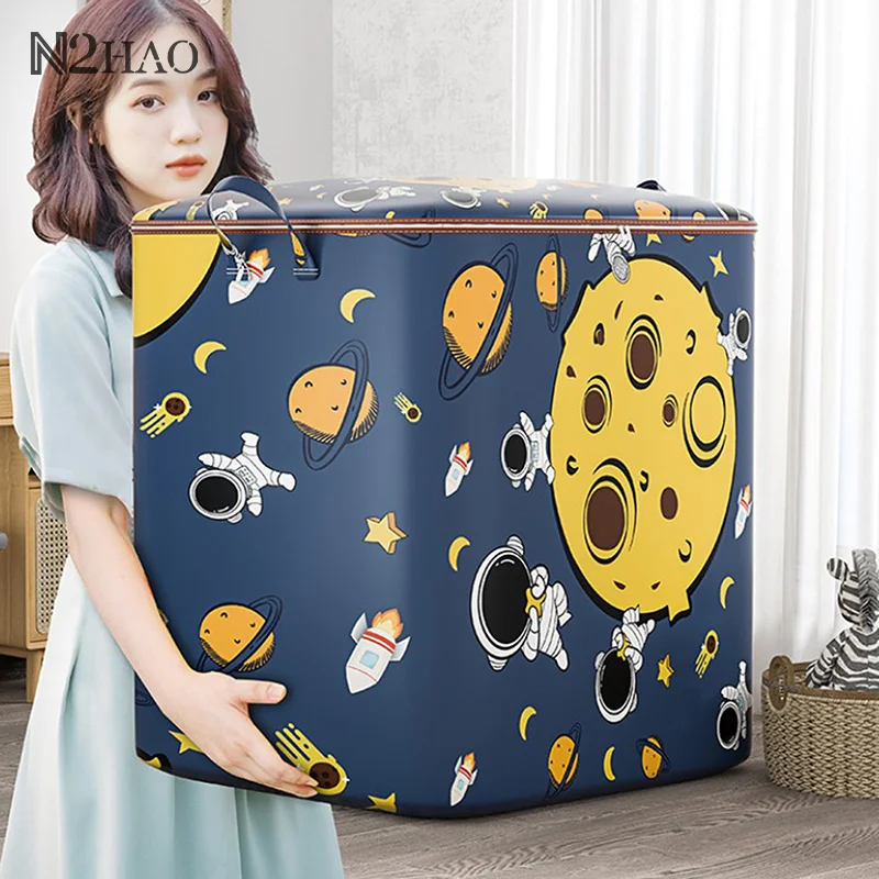 Clothes Storage Bins Cute Teddy Bear Quilt Storage Bag Wardrobe Sorting Storage Bucket Closet Storage Box Blanket Sorting Box