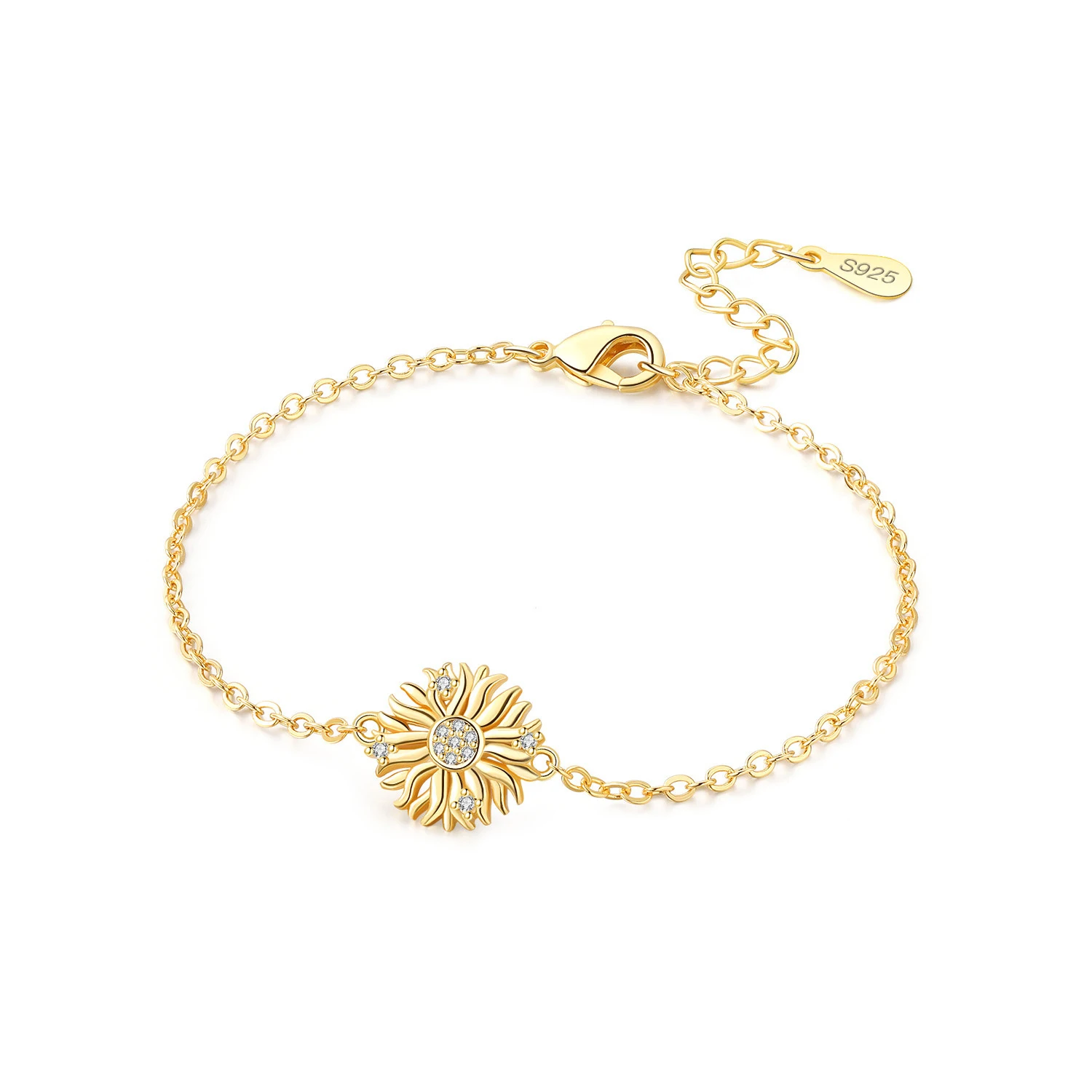 PANPOKI S925 Sterling Silber 18K Gold Sonnen-Armband Kettenglieder Damen-Armband Schmuck Party Trendige Jubiläumsgeschenke