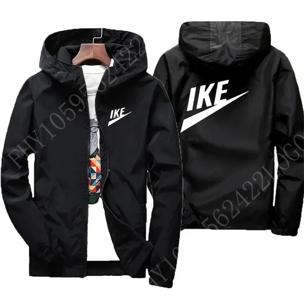 

2025 Spring and autumn new men's windproof jacket, high quality zipper print leisure hooded outdoor waterproof sweatshirt