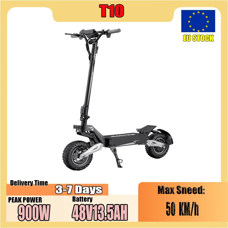 OOTD T10 Elektroroller, 500W Motor, 48V 13,5Ah Akku, 11-Zoll-Reifen, 25km/h Höchstgeschwindigkeit, 45km Reichweite, Scheibenbremsen vorne und hinten, Federstoßdämpfer vorne und hinten