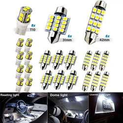 20 piezas Interior del coche luz LED blanca Mini bombillas Kit 6000K lámparas de lectura cúpula para maletero lámpara para reposapiés bombillas de luces para matrícula