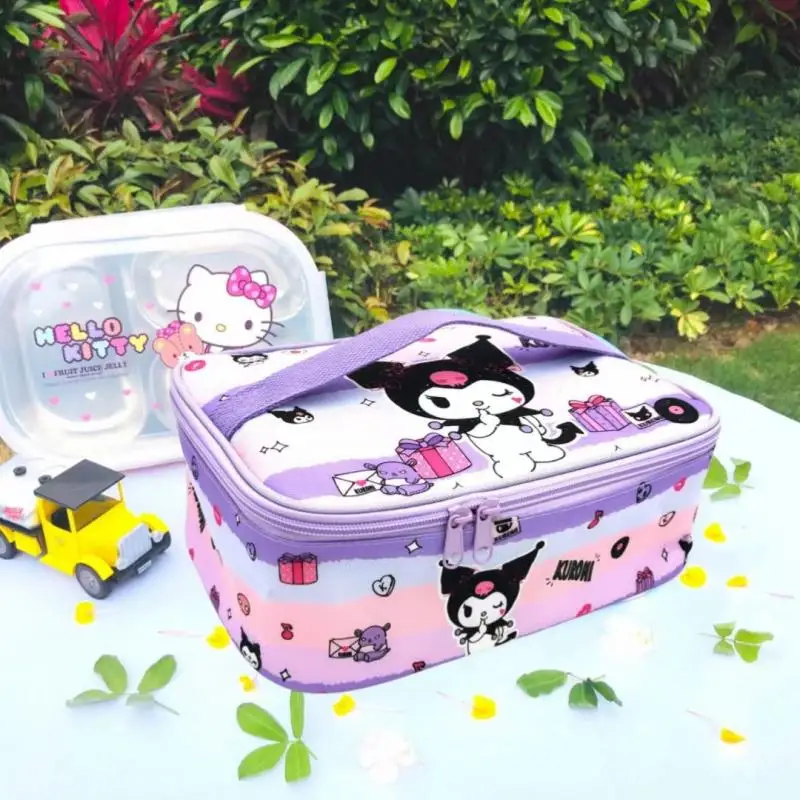 

Hello Kitty Cinnamoroll Anime Kawaii Sanrio Ins Three Grid Lunch Box Cute Kuromi Storage Bag Tableware Lovely Gifts for Girls