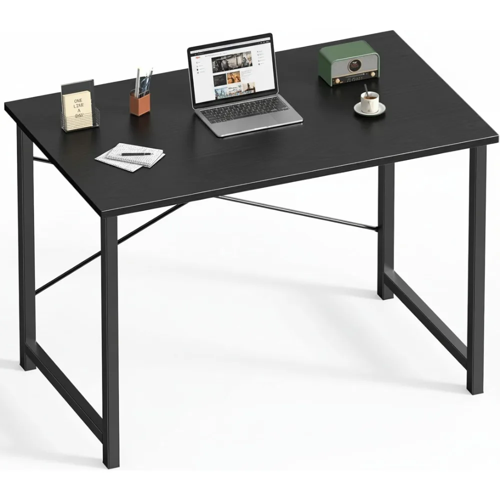 40 Inch Modern Simple Computer Desk Wood Black Writing Study Work Table for Home Office Bedroom