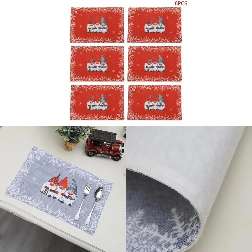 6pcs Gnome Swedish Tomte for Doll Christmas Placemats Table Mats Kitchen Tablema high quality