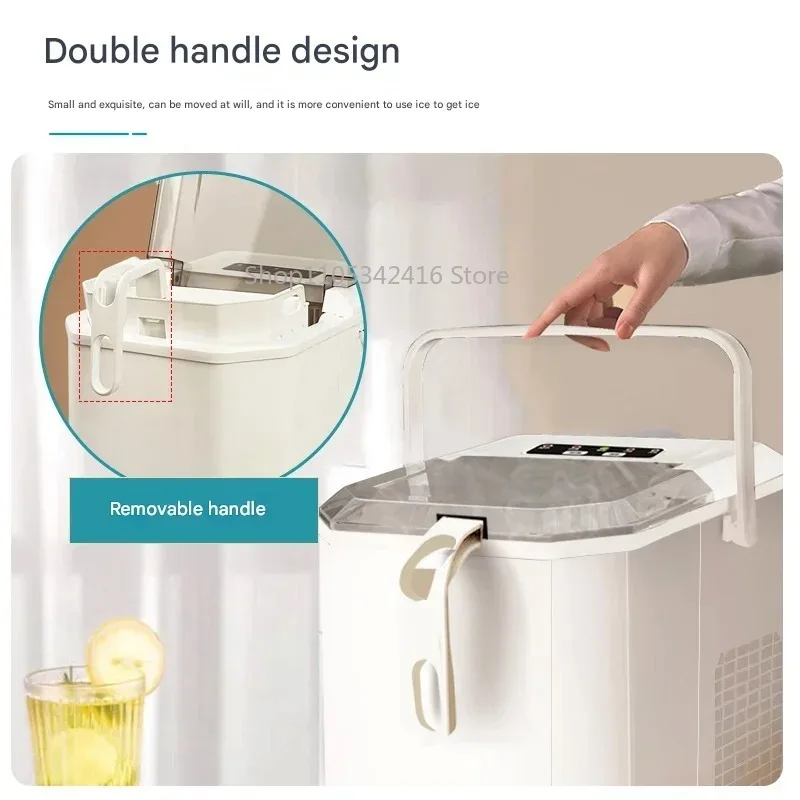 220V/110V Dual Voltage Ice Maker 16KG/24H, Portable Mini Stainless Steel Ice Machine – High-EfficiencyforHousehold&CommercialUse