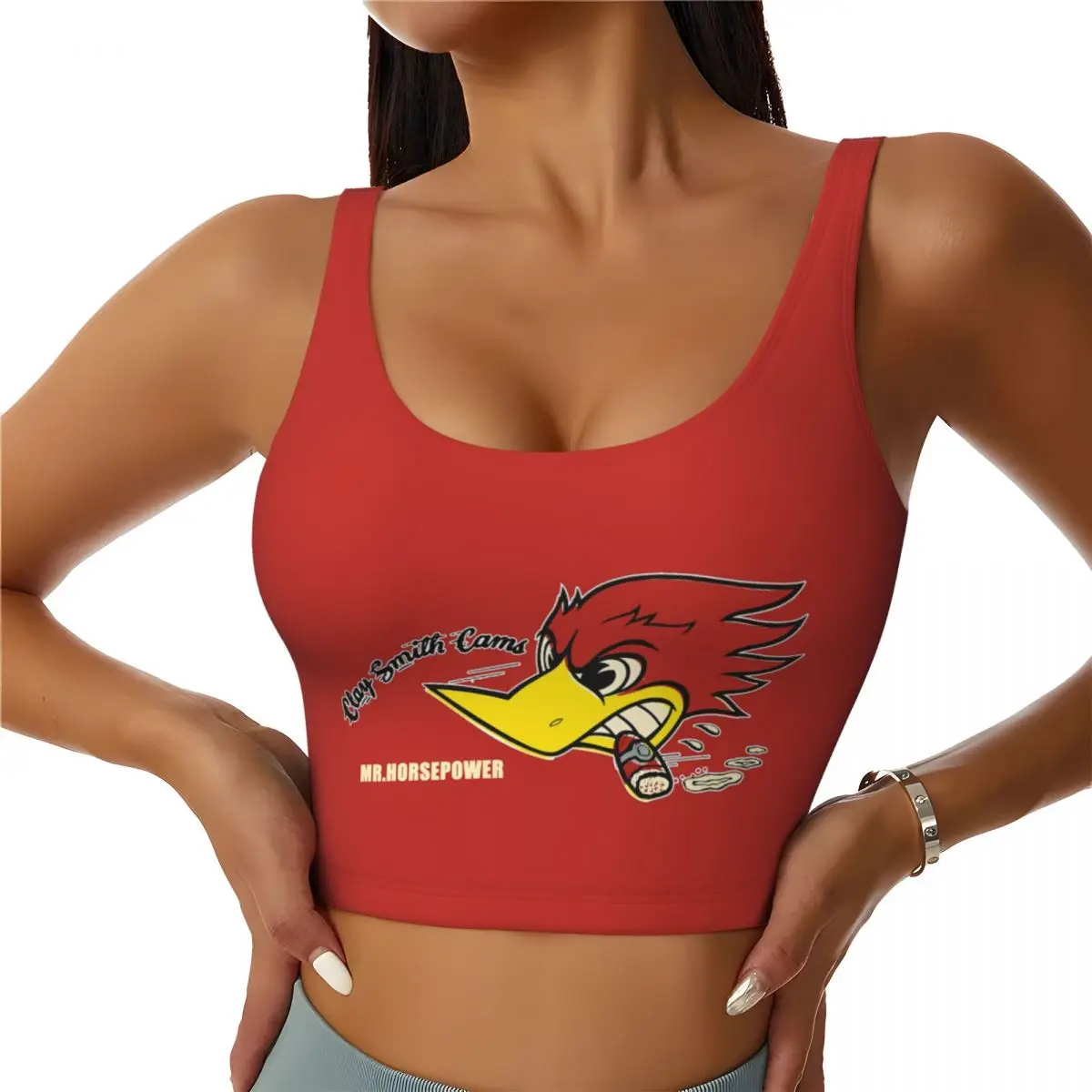 Custom Women Clay Smith Cams Sports Bra Mr. Horsepower Racing Motor Motocross High Impact Gym Workout Running Crop Tank Tops