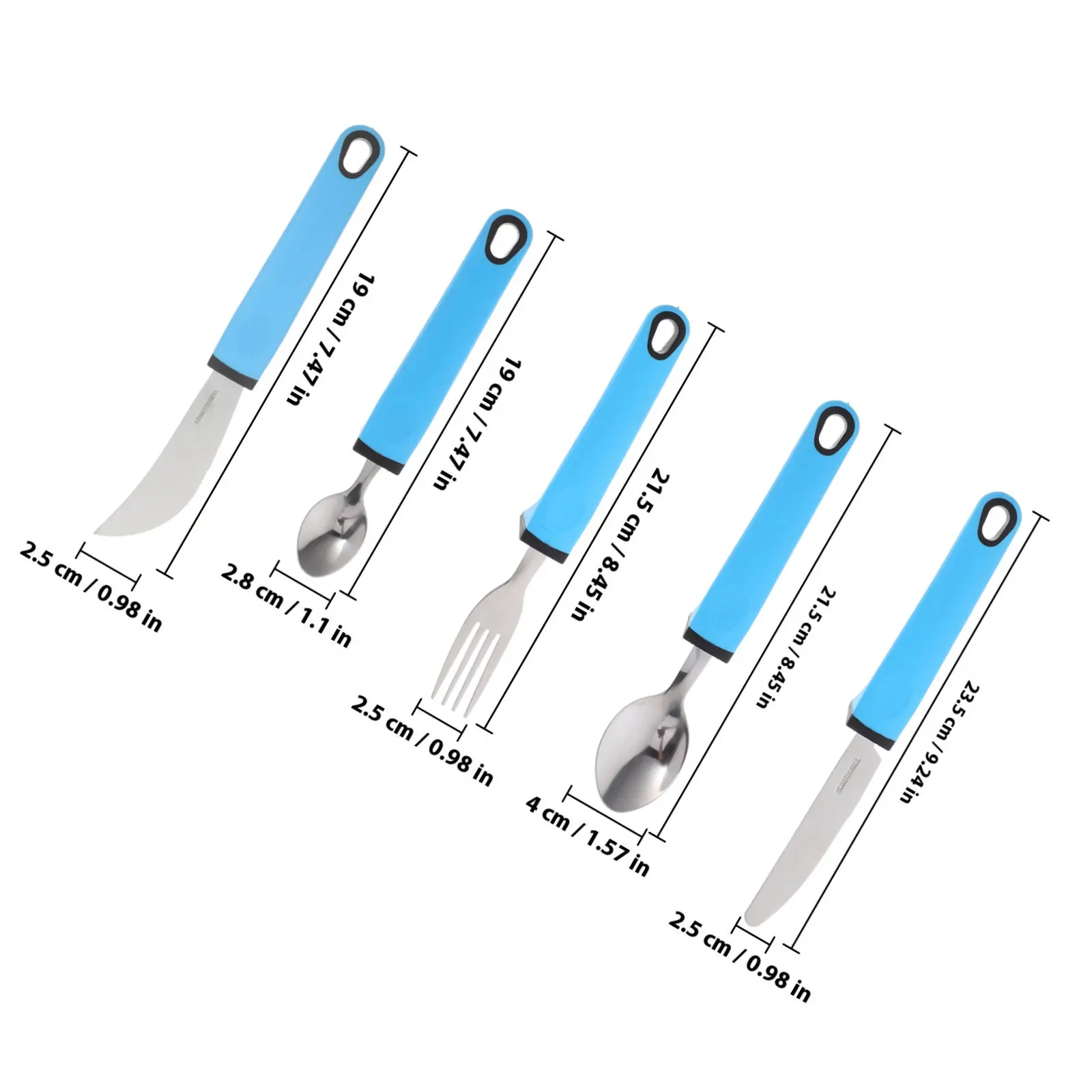 1Set Adaptive Eating Utensils for Elderly Disabled Stainless Steel Anti-Shaking Spoon Fork Set Comfortable Grip Smooth Finish