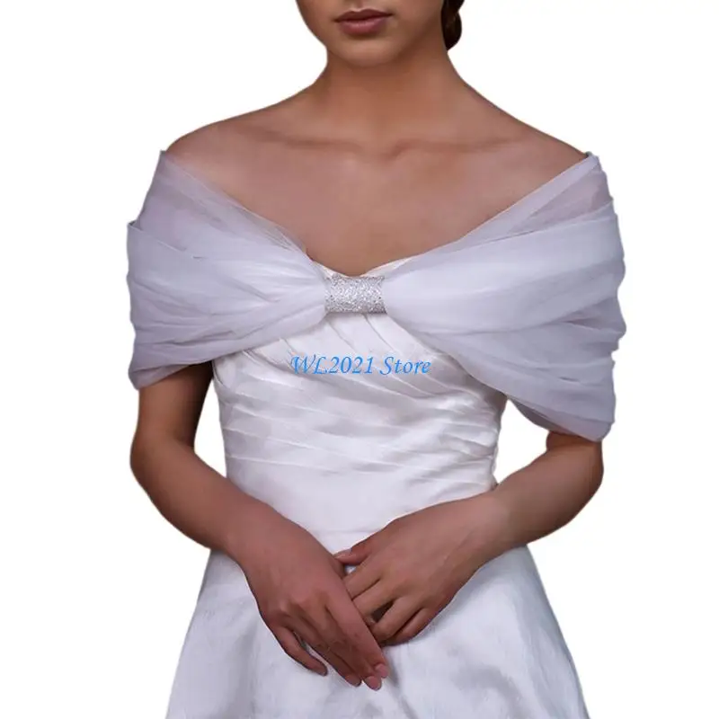 

G5GC Shoulder Bridal Cover Lightweight Tulle Wedding Party Accessory Graceful Ceremony Gown Enhancement