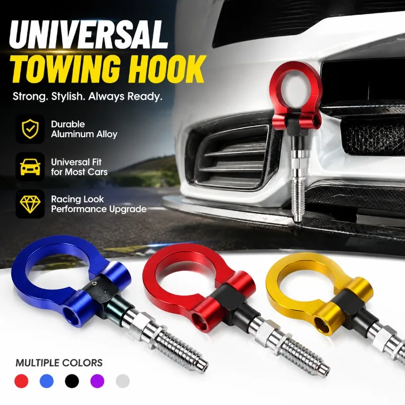 Universal Car Modified Front Bumper Tow Hook Towing Pull Ring Traction Hook Fit Japanese European Vehicles Durable Bumper
