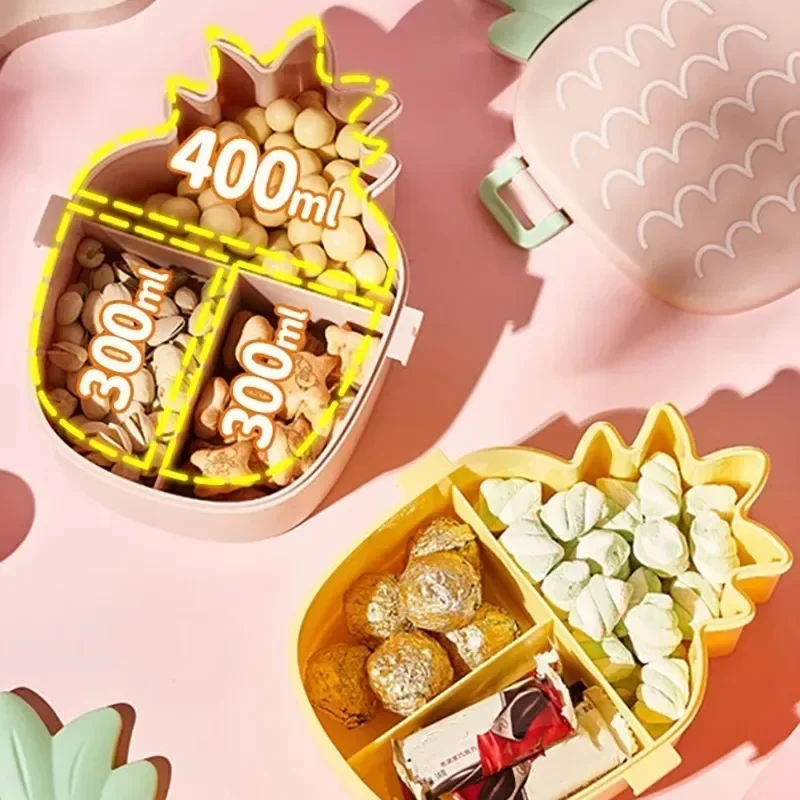 Pineapple-shaped Candy Box Children's Cute Compartmentalized Nuts Small Snacks Storage Box Portable Lunch Box