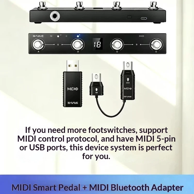 M‑Vave Wireless Bluetooth Midi Foot Controller 4 Footswitch Smart Pedal For Electric Guitar Effect Processor Stompbox