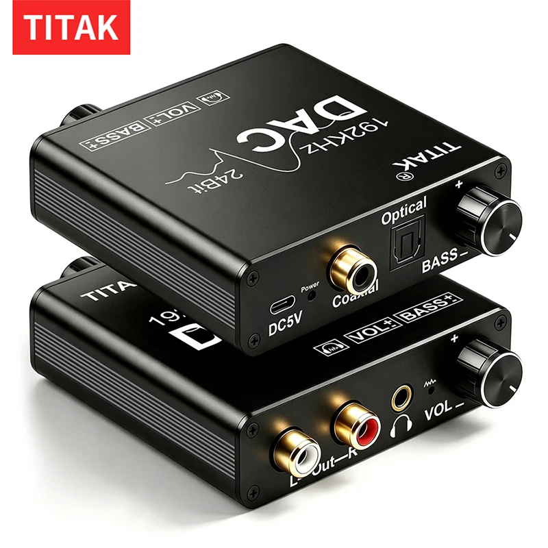 Audio Converter DAC Digital to Analog HiFi Volume Adjustable SPDIF Optical Coaxial to RCA L R Sound Decoder Home Audio Equipment