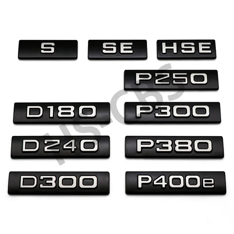Metal 3D Letter P250 P300 P380 P400e Badge Logo SE HSE D180 D240 D300 Emblem Stickers For VELAR Rear Trunk Sticker Accessories