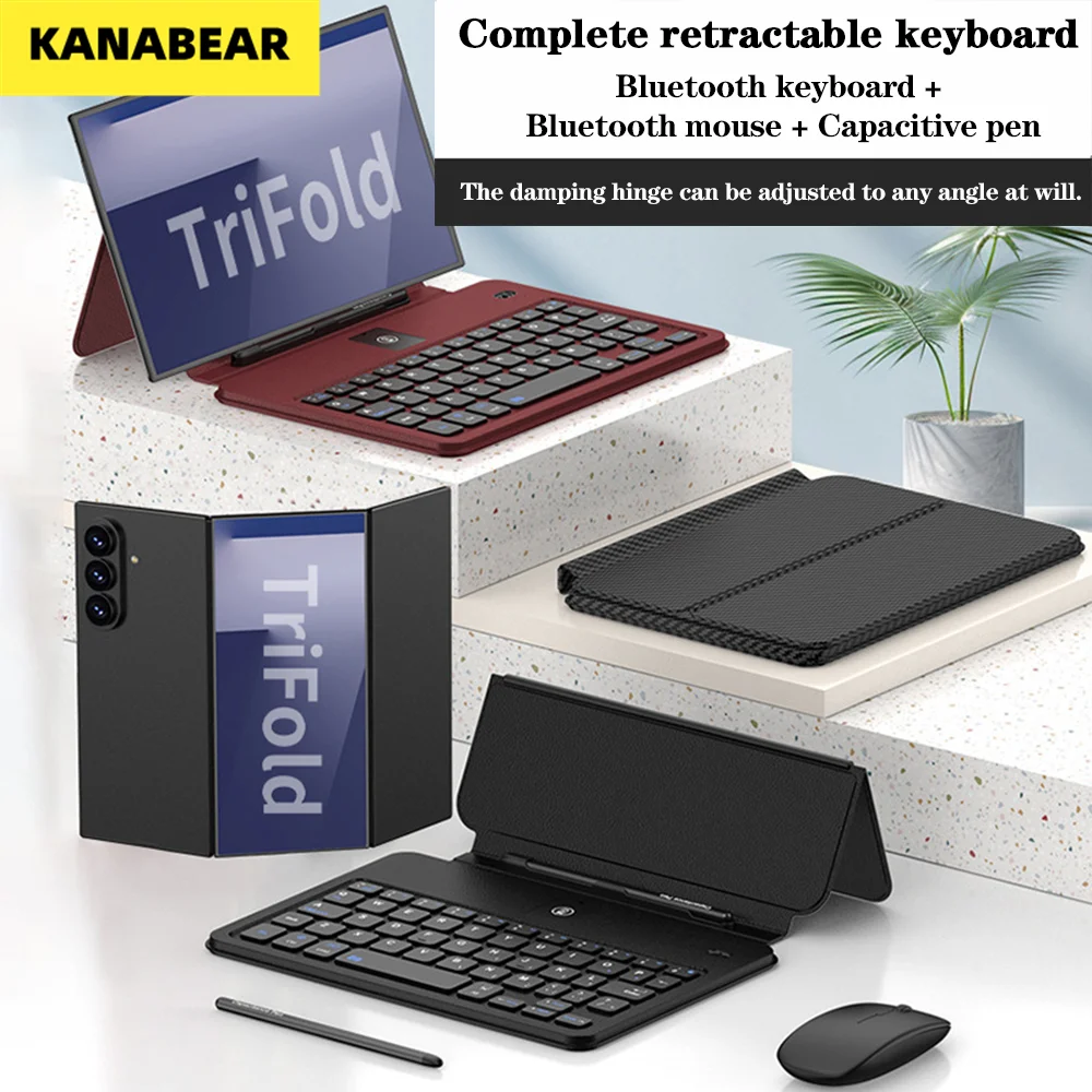 

Applicable to Galaxy Ztrifold phone case, leather cover, stand,wireless Bluetooth mouse,folding keyboard, complete package.