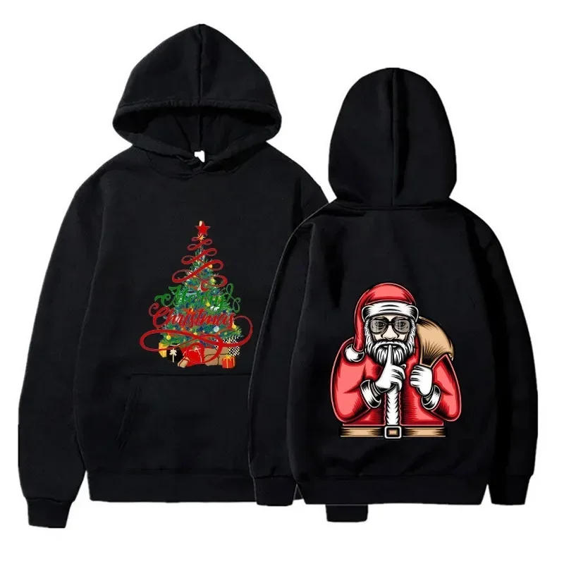 2024 Merry Christmas Funny Santa Claus Plays Guitar and Delivers Presents for Men and Women Printed Hoodies Cartoon Costumes