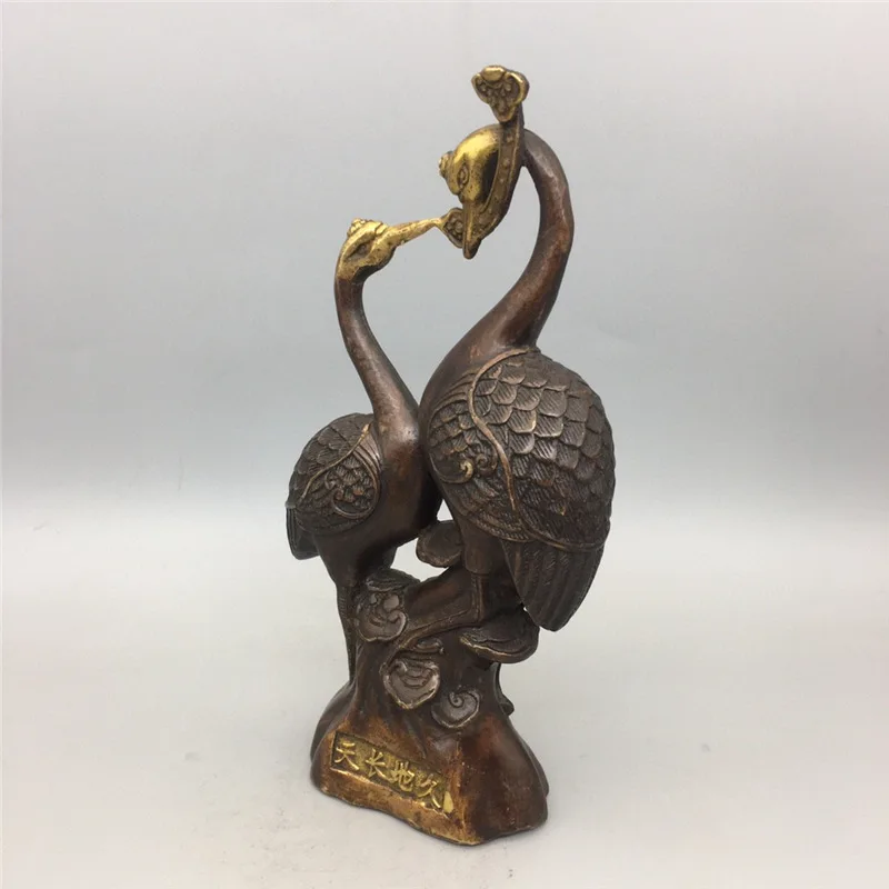 Pure copper ornaments, two cranes welcoming the door, symbolizing a hundred years of harmonious union, brass crane craft d