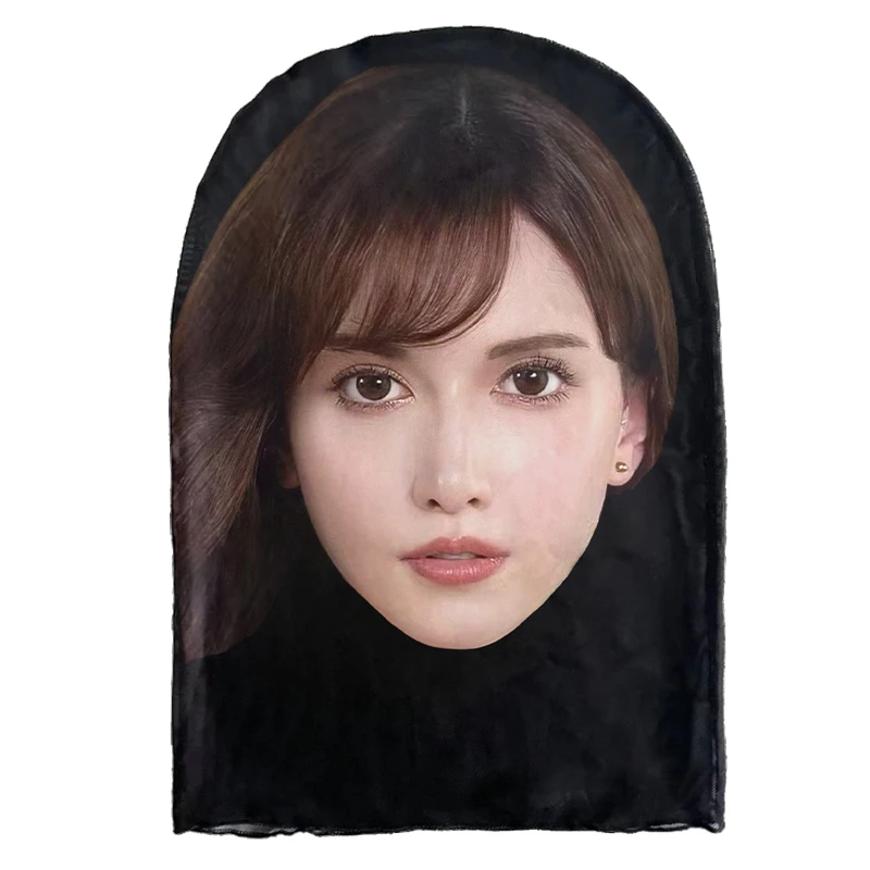 Japanische Schauspielerin 3D-Simulations-Gesichtsmaske Lustiges Rollenspiel Elastische Netz-Kopfbedeckung Karnevals-Party-Requisite Atmungsaktiver Sonnenschutz – Detail 8