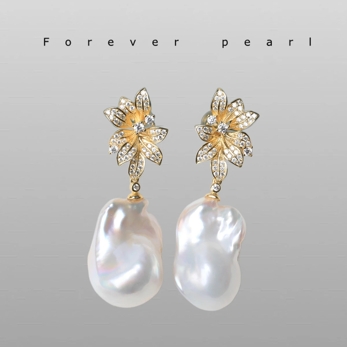 

Natural Aurora White Colorful Irregular Baroque Pearl Earrings French Flower Zircon S925 Sterling Silver Earrings Elegant Gift