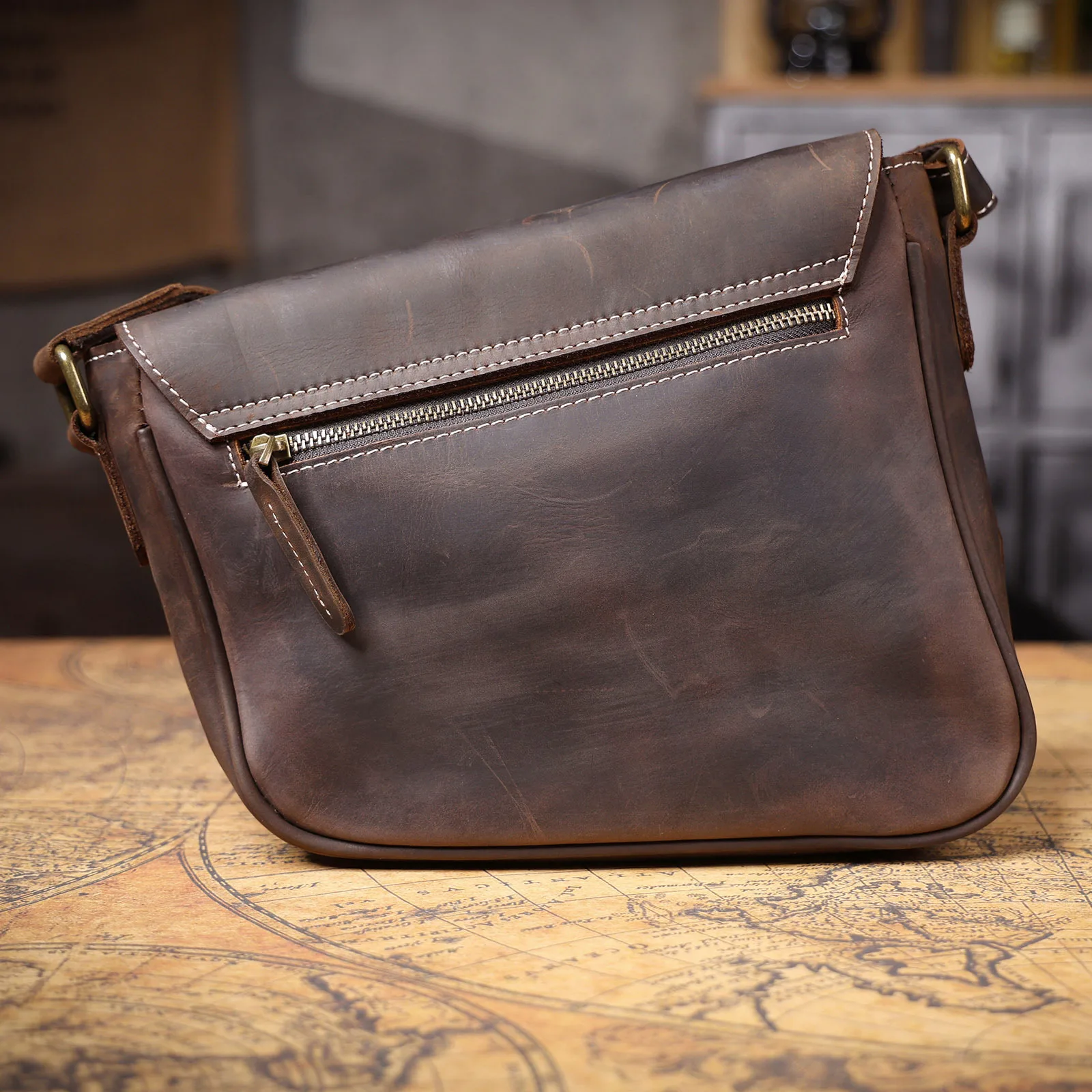 PNDME, bolso cruzado de piel de vaca de Caballo Loco hecho a mano de diseñador vintage para hombre, bandolera de hombro de cuero genuino de lujo informal