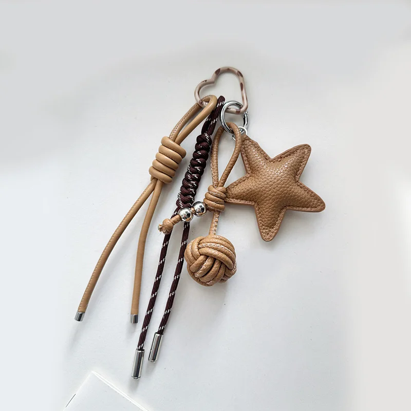 

PU Leather Star and Ball Pendant Love Heart Ring Keychain Women Bag Decoration Backpace Accessories for Daily Use or Party Gifts