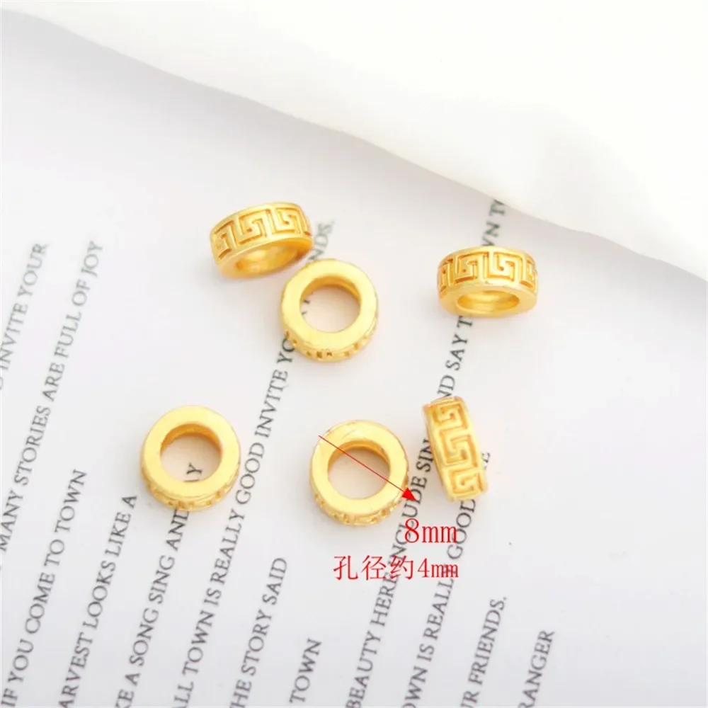 

18-каратное золото, матовое золото, большое отверстие, ретро-узор, бусины-ведра, барабанные бусины, браслет «сделай сам», ожерелье, аксессуары