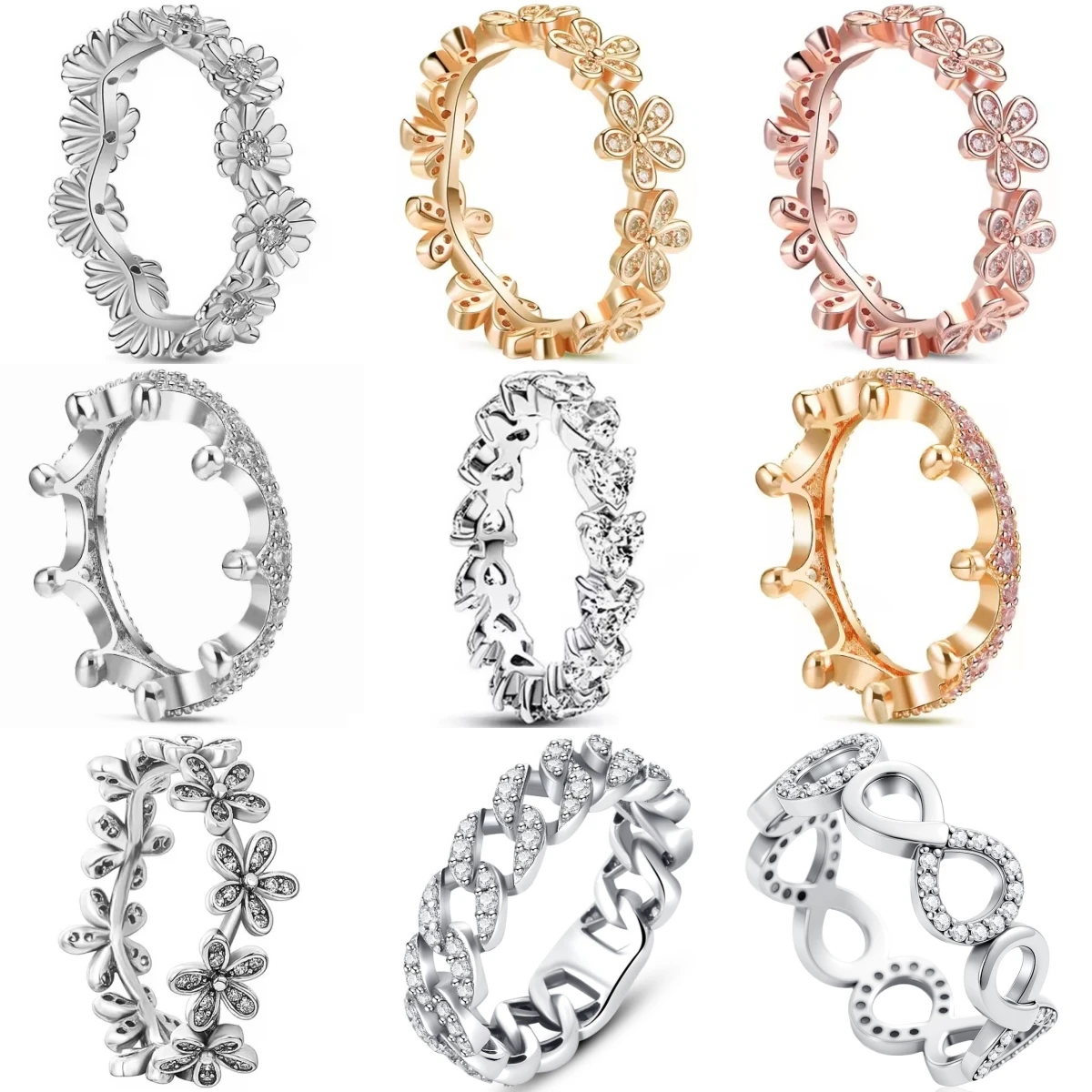 New 925 Sterling Silver Sunflower Crown Rings Size 6 7 8 9 Fashion Fine Jewelry For Women Girl Festival Gift