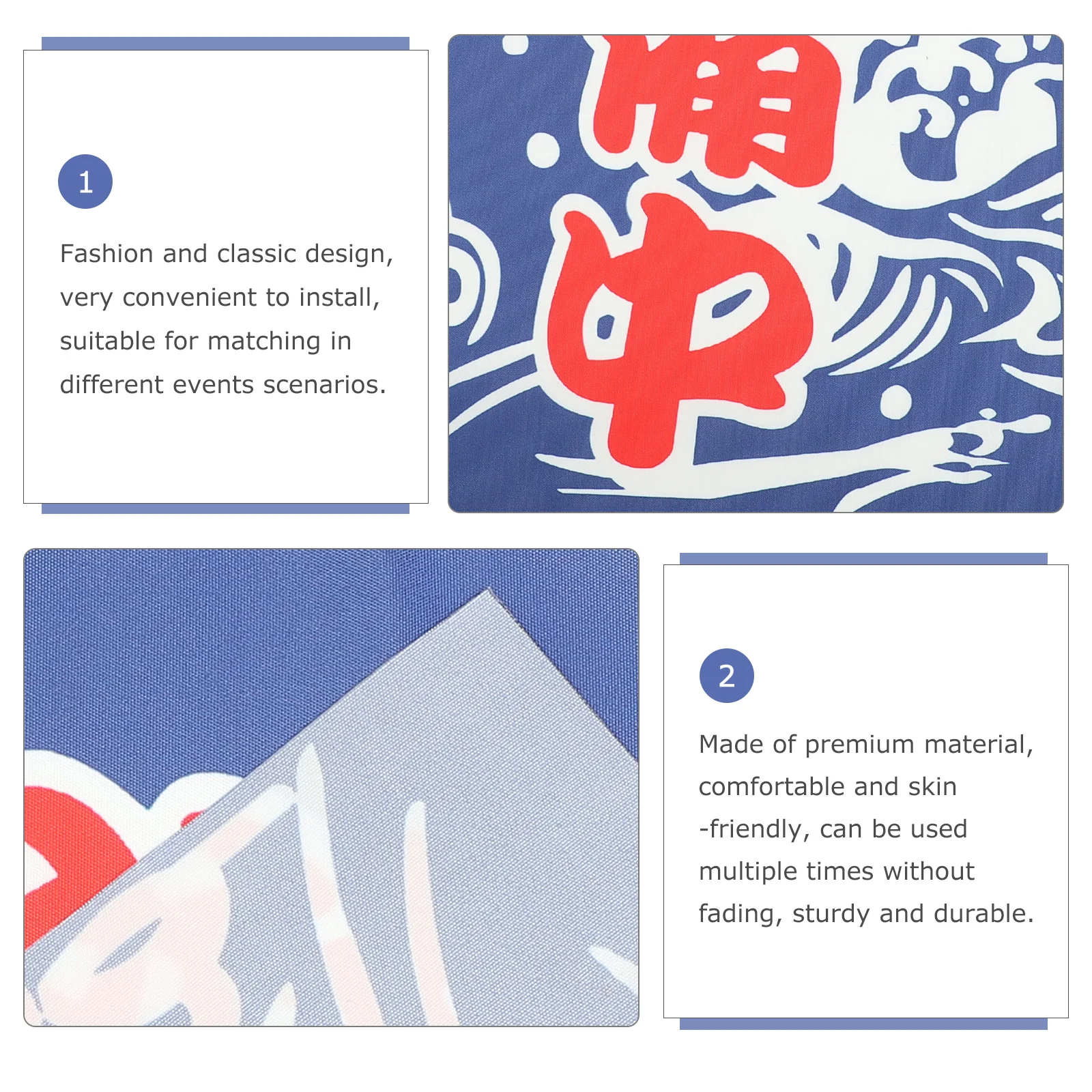 

2Pcs Japanese Style Banners Comfortable Handmade Hanging Flags Decoration for Sushi Bar Restaurant Garden Party Events