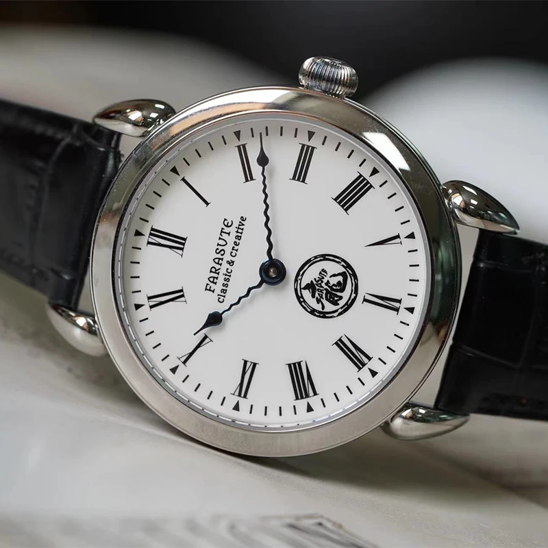 FARASUTE Men Automatic Watch 40mm Mechanical Wristwatch Sapphire Mirror Enamel White Dragon Dial Hangzhou5000 Mini Rotor
