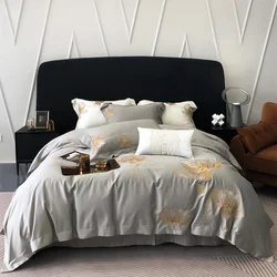 100CR Egyptian Cotton Bedding Set Luxury Embroidery Double Duvet Cover Pure Cotton Flat Bed Sheets and Pillowcases Bed Set