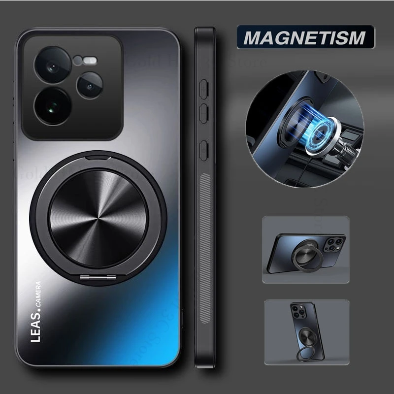 

Ring Stand Matte Case For Oppo Realme GT7 Pro Racing Neo7SE Magnet Frosted Cover Realme 14 13 12 Pro Plus Find X8S Plus X7 Ultra