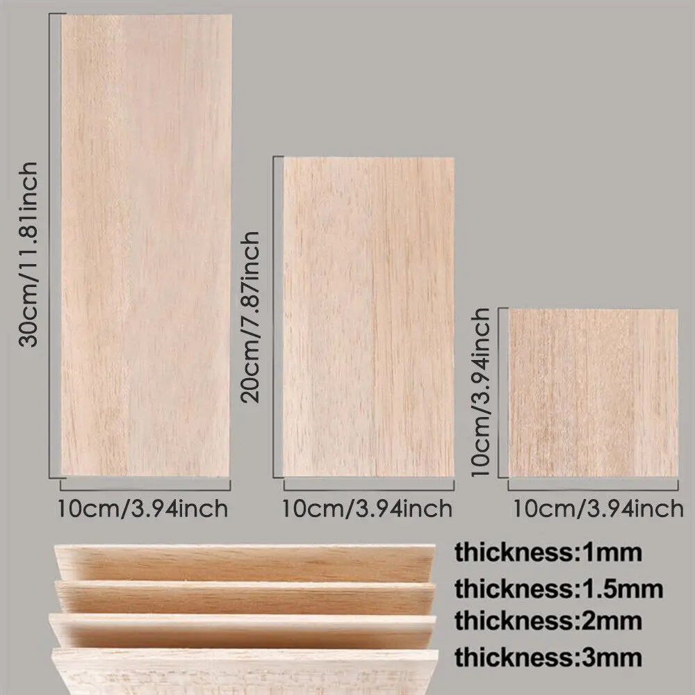 1.5MM 17Pcs Basswood Wood Board Sheet Pieces Woodwork Toy Craft Thickness